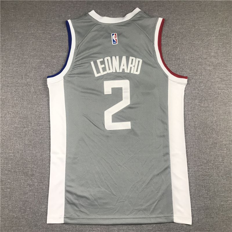 Men Los Angeles Clippers 2 Leonard Grey 2021 Nike Playoff bonus NBA Jersey